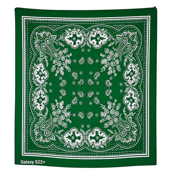 Green White Paisley Square Scarf Bandana Print Silk Feel Accessory Neck Head Wra - Picture 1 of 5